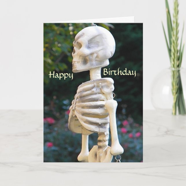 DF - Happy Birthday Skeleton Karte (Vorderseite)