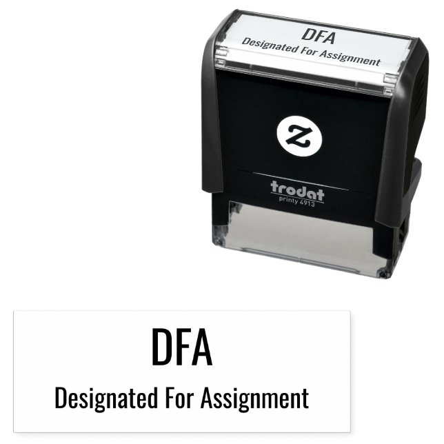 DFA Designated For Assignment Baseball-Fachbegriff Permastempel (Beispiel)