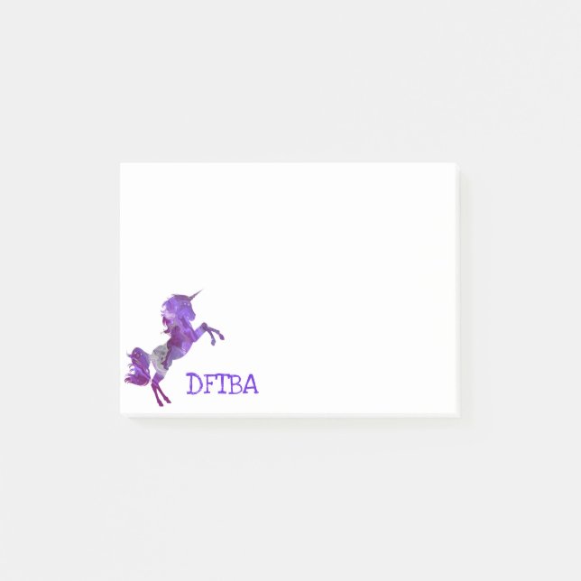 DFTBA Lila Unicorn Phantastische Violette Post-it Klebezettel (Vorderseite)