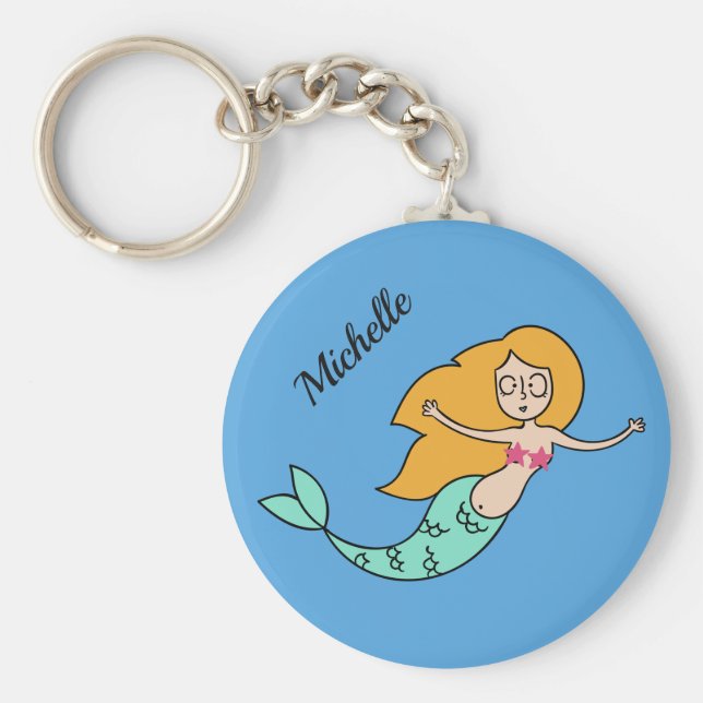 DFunny Mermaid individuelle Name Schlüsselketten Schlüsselanhänger (Vorne)