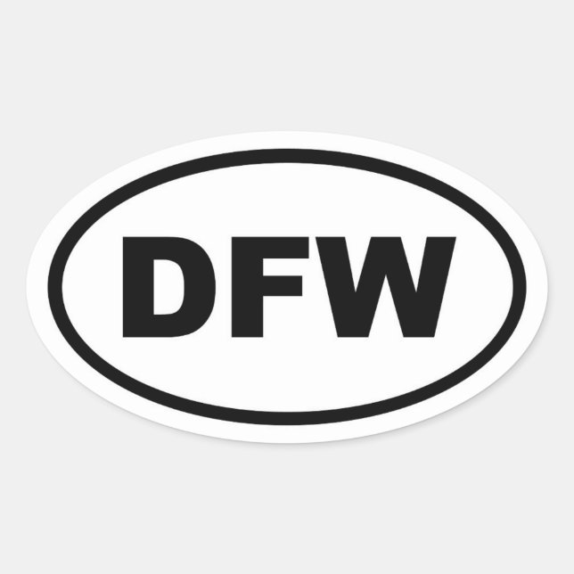 DFW Dallas Fort Worth Ovaler Aufkleber (Vorderseite)