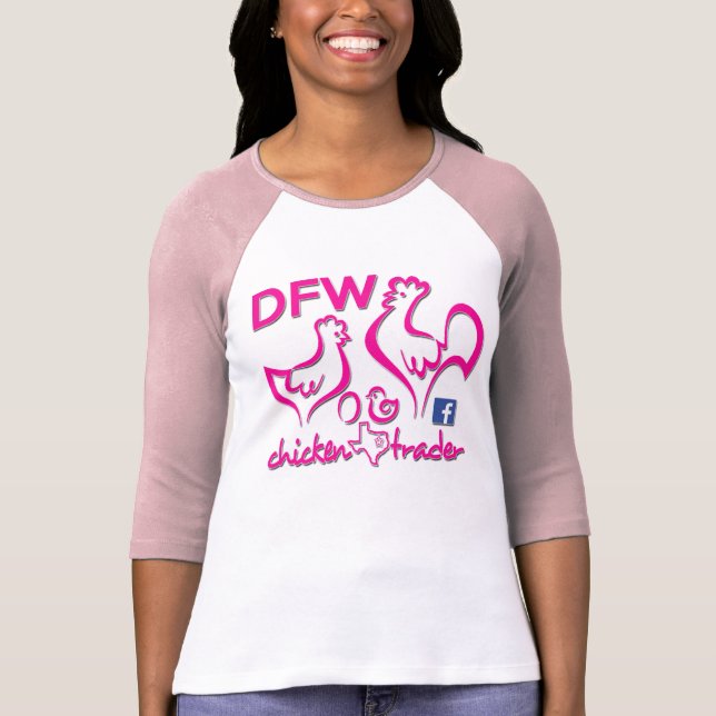 DFW Huhn-Händler/rosa Grafiken T-Shirt (Vorderseite)