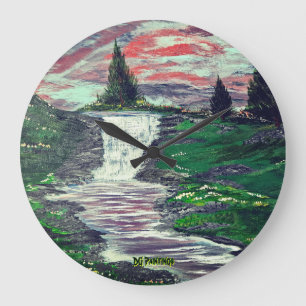 DG-Gemälde Pine Valley Wasserfall  Große Wanduhr