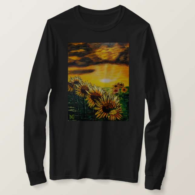 DG-Gemälde Sonnenblumenfelder  T-Shirt (Design vorne)