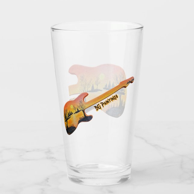 DG-Gemälde Sunset Lake Gitarre Glas (Rückseite)