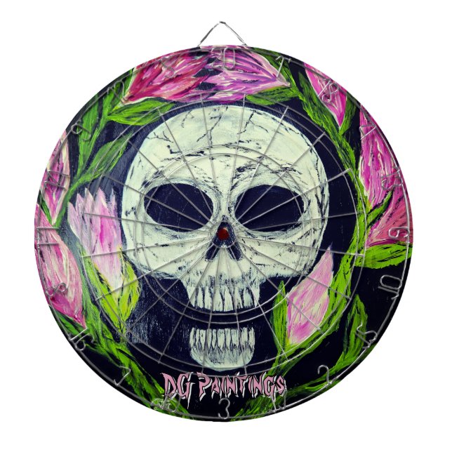 DG-Gemälde Totenkopf-Blume  Dartscheibe (vorne)