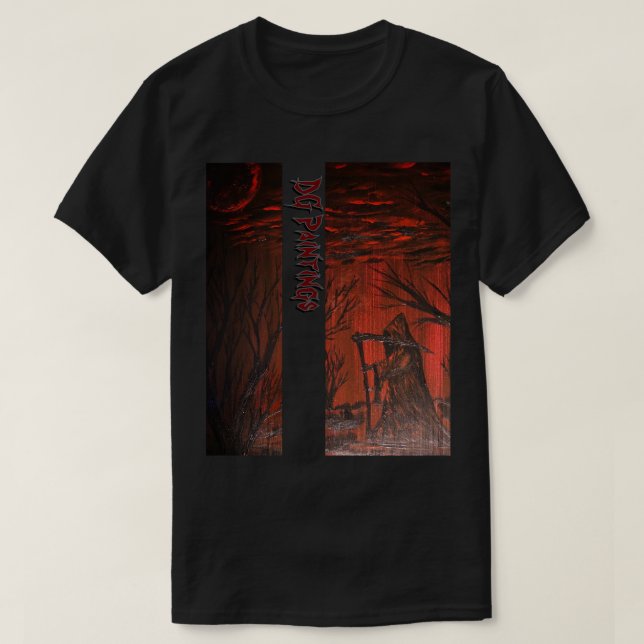 DG Paintings Sensenmann (Rot) T-Shirt (Design vorne)