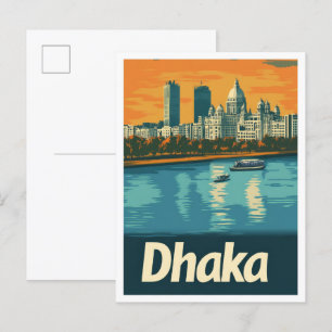 Dhaka Bangladesch Kunst Vintage Reiseillustration Postkarte