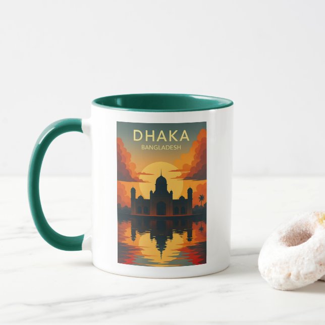 Dhaka Mausoleum Sunset – Digital Art Design Poster Tasse (Mit Donut)