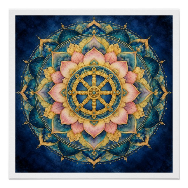 Dhamar Lotus Mandala Poster (Vorderseite)