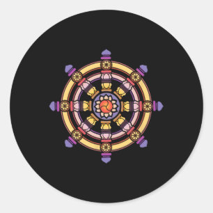 Dharma-Rad-Meditation-Lotus-Chakra-Yoga-Dharmach Runder Aufkleber