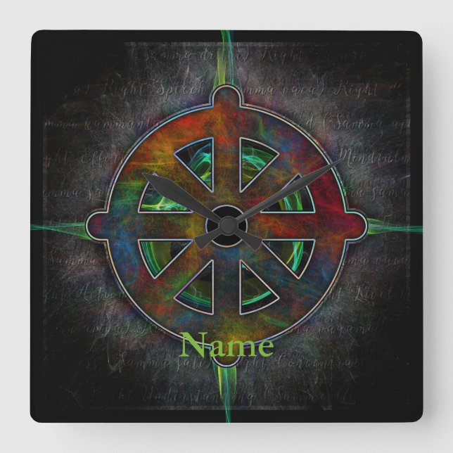 Dharma Rad von Energie Quadratische Wanduhr (Vorderseite)