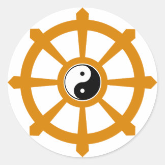 Dharma Wheel Yin Yang Runder Aufkleber