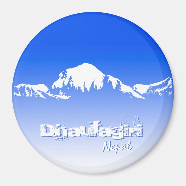 Dhaulagiri Gebirge Nepal Blau und Weiß Magnet (Vorne)