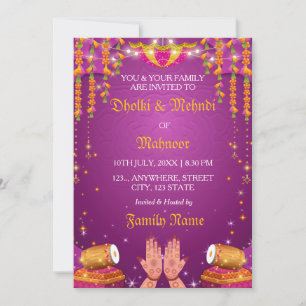 Dholki- und Mehndi-Abend-Einladungskarte Einladung