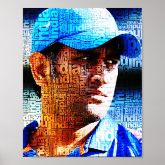 Dhoni Typografie Poster