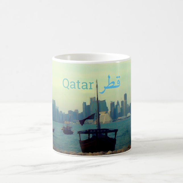 Dhows im Hafen von Doha - Gemälde Kaffeetasse (Mittel)