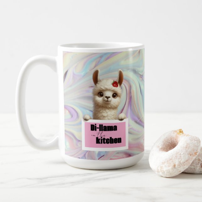 Di-Llama in der Küche Kaffeetasse (Mit Donut)
