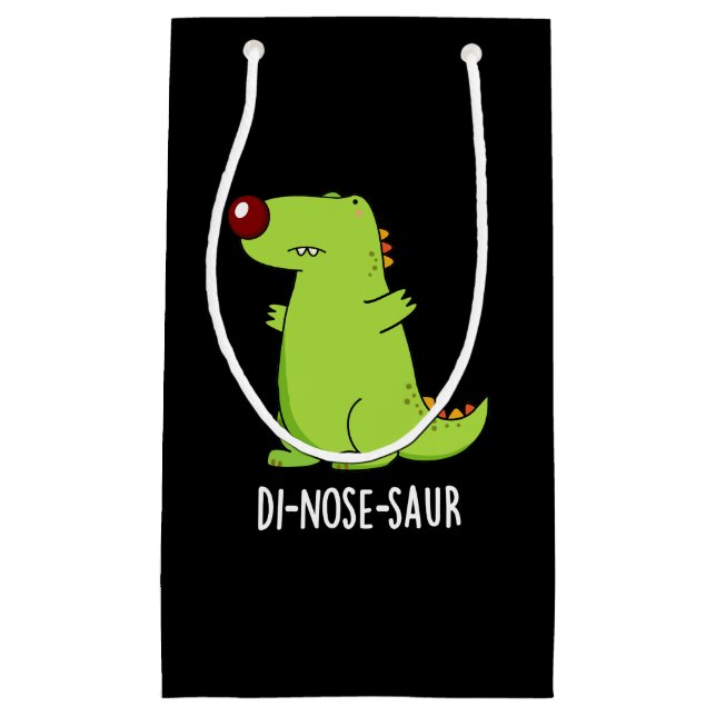 Di-nose-saur Funny Dinosaur Pun Dark BG Kleine Geschenktüte (Vorderseite)