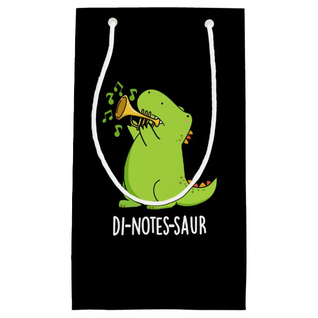 Di-notes-saur Funny Dinosaur Pun Dark BG Kleine Geschenktüte (Vorderseite)