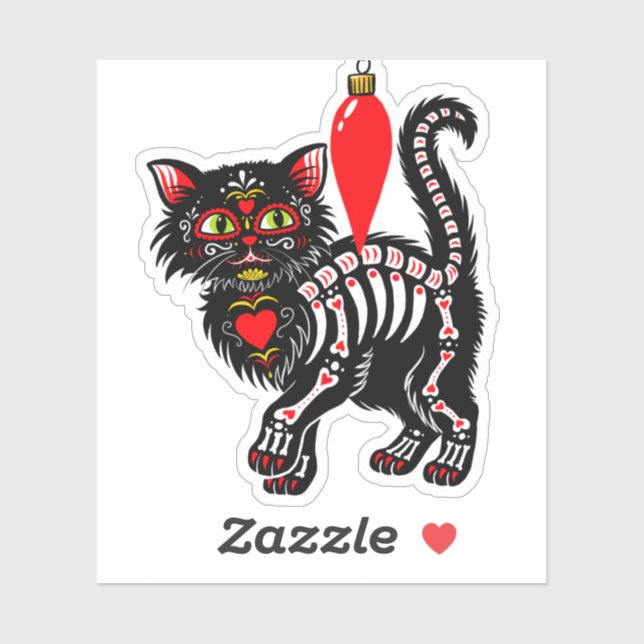 Dia De Los Christmas Kitty Niedlich Aufkleber (Blatt)