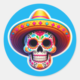 Dia de los Muertos 5 Runder Aufkleber