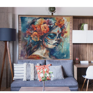Dia de los Muertos Aquarellbild Wandteppich