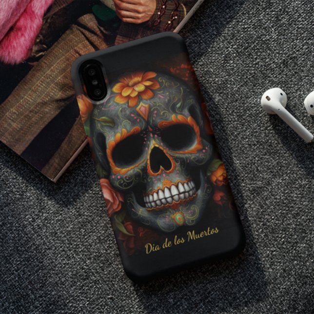 Dia de los Muertos bemalt Schädel anpassbar Case-Mate iPhone Hülle (Von Creator hochgeladen)