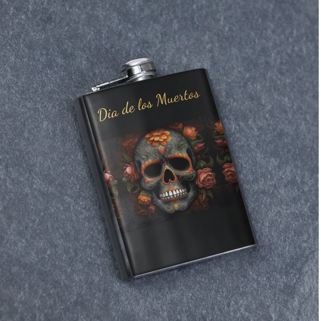Dia de los Muertos bemalt Schädel anpassbar Flachmann (Von Creator hochgeladen)
