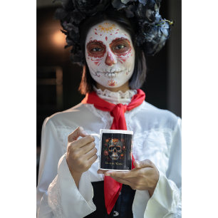 Dia de los Muertos bemalt Schädel Blume calavera Prozellantasse