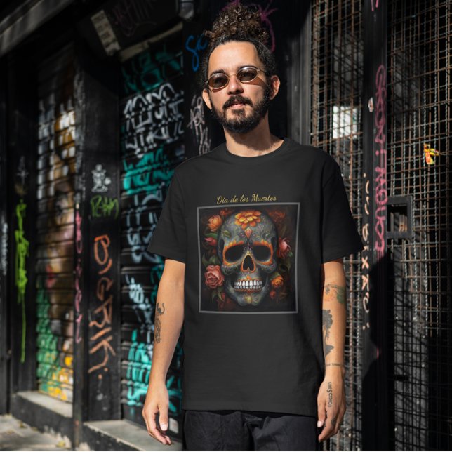 Dia de los Muertos bemalt Schädel Blume calavera T-Shirt (Von Creator hochgeladen)