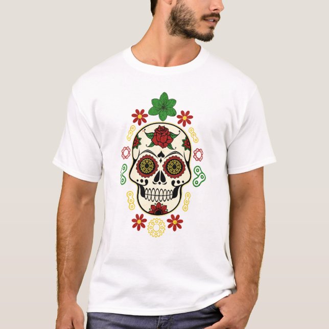 Dia De Los Muertos Biking T Shirt (Vorderseite)