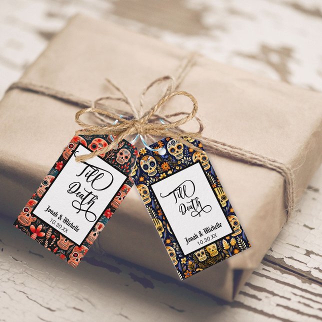 Día de los muertos Bis zum Tode Party oder Hochzei Geschenkanhänger (Von Creator hochgeladen)