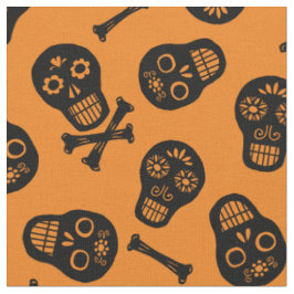 Dia de los Muertos Black Paper Skulls Muster Stoff