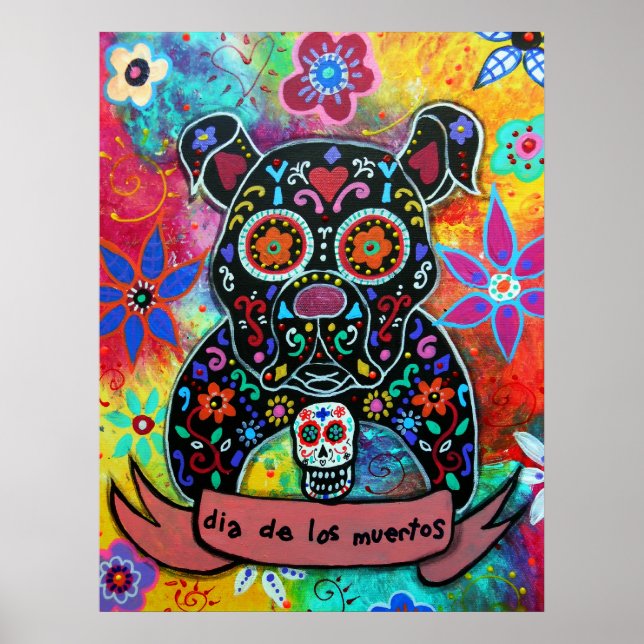 Dia de los Muertos Bulldog Dog Poster (Vorne)