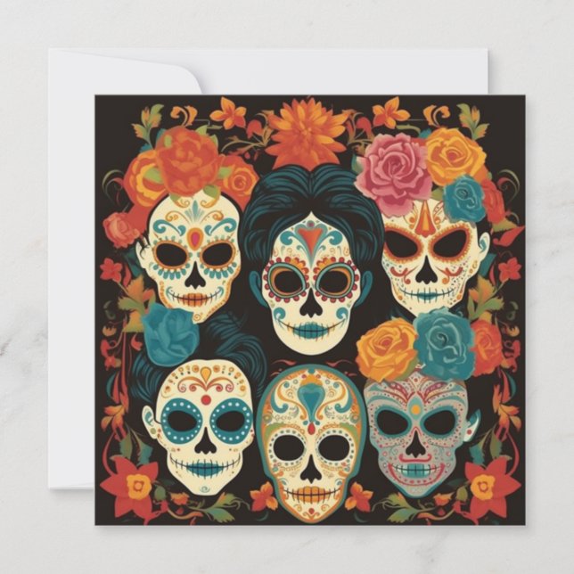 "Dia de los Muertos, Calavera Artistry Hub Einladung (Vorderseite)