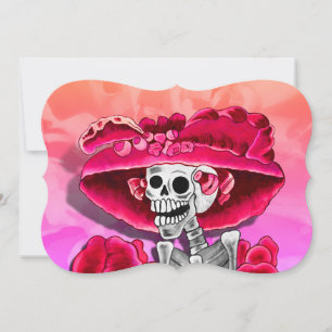 Dia de los Muertos Calavera in roter Mütze Einladung