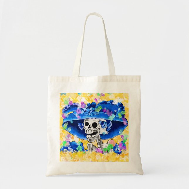 Dia De Los Muertos Calavera Sugar Skull in Blue Tragetasche (Vorne)