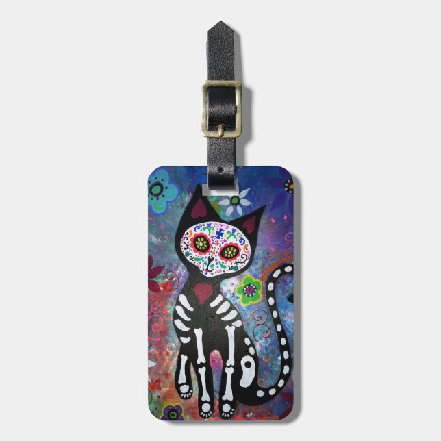 Dia de Los Muertos Cat EL Gato Gepäckanhänger (Vorderseite vertikal)