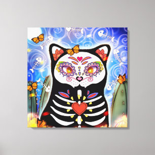 Dia De Los Muertos Cat Leinwanddruck