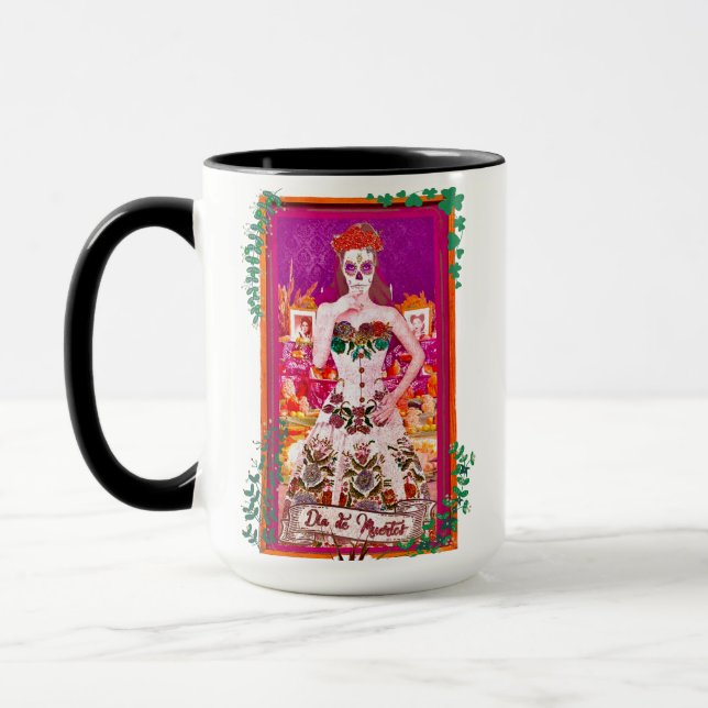 Dia de los Muertos Catrina mit Lila & grün Tasse (Links)