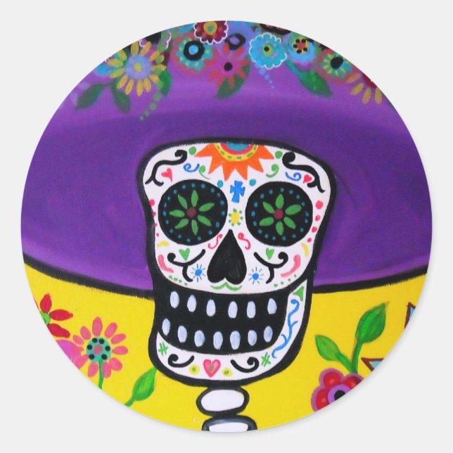 DIA DE LOS MUERTOS CATRINA RUNDER AUFKLEBER (Vorderseite)