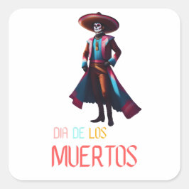Dia de los Muertos Charro Quadratischer Aufkleber