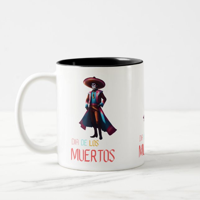 Dia de los Muertos Charro Zweifarbige Tasse (Links)