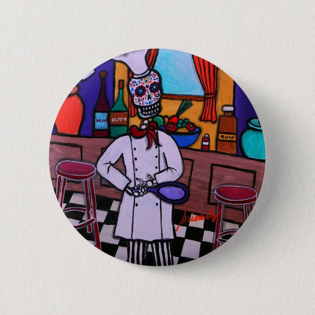 Dia de Los Muertos Chef Button (Vorderseite)