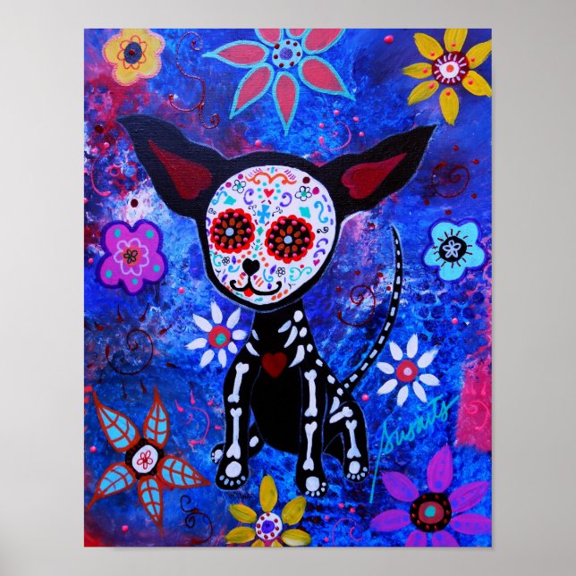 Dia de los Muertos Chihuahua Poster (Vorne)