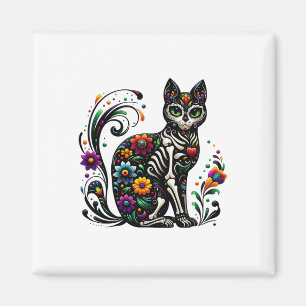 Dia De Los Muertos Cinco De Mayo Cat Sugar Skull Magnet