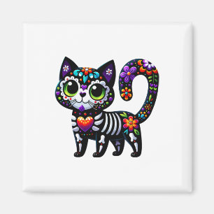 Dia De Los Muertos Cinco De Mayo Cat Sugar Skull Magnet