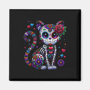 Dia De Los Muertos Cinco De Mayo Cat Sugar Skull Magnet