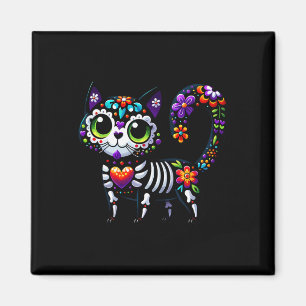 Dia De Los Muertos Cinco De Mayo Cat Sugar Skull Magnet